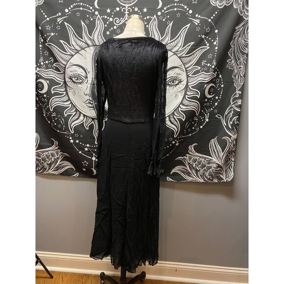 Mevisto black v neck half velvet cocktail dress sz 8 - Picture 2 of 6